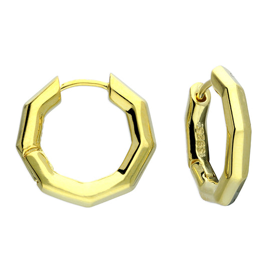 Gold plated Octagonal Hoop Earrings