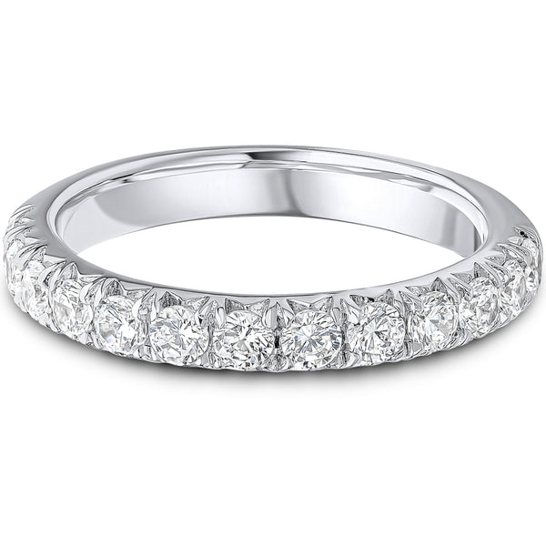 0.75ct Round Brilliant Half Eternity Diamond Ring, French Claw Set in White Gold