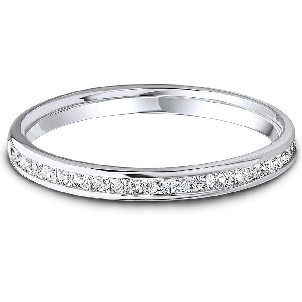 Natural Diamond Channel Set White Gold, 0.25cts Round Brilliant Half Eternity Ring