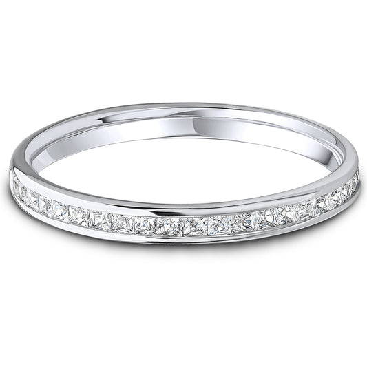 Natural Diamond Channel Set White Gold, 0.25cts Round Brilliant Half Eternity Ring