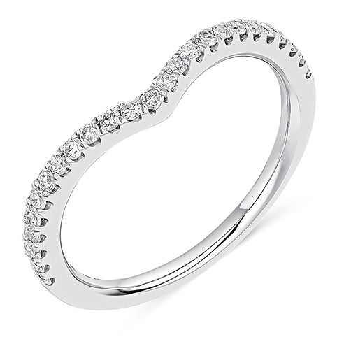 9ct White Gold Curved Half Eternity Diamond Ring