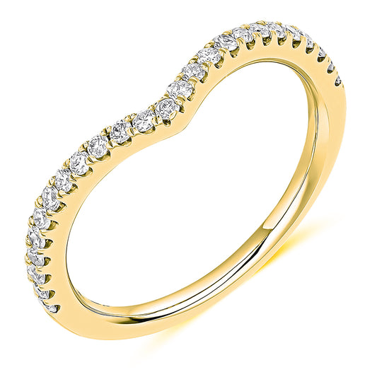 Lab Diamond Wishbone Shaped Yellow Gold, 0.25cts D colour VVS clarity Half Eternity Claw Set Ring