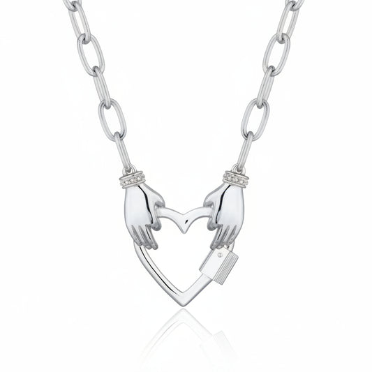 Silver Heart in My Hands Necklace