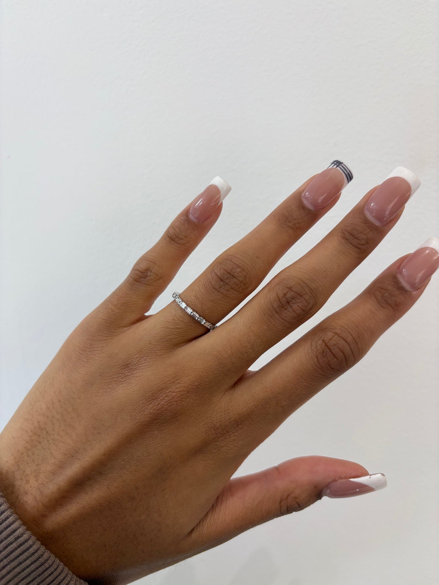 Baguette Cut Half Eternity, Platinum Claw Set Ring