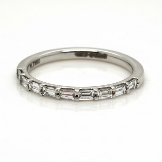 Baguette Cut Half Eternity, Platinum Claw Set Ring