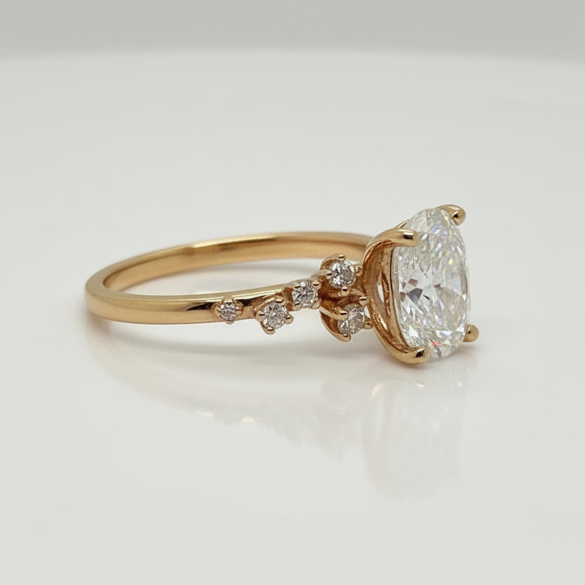 Monroe's "Flowing Nature" Elongated Cushion Cut Engagement Diamond Ring