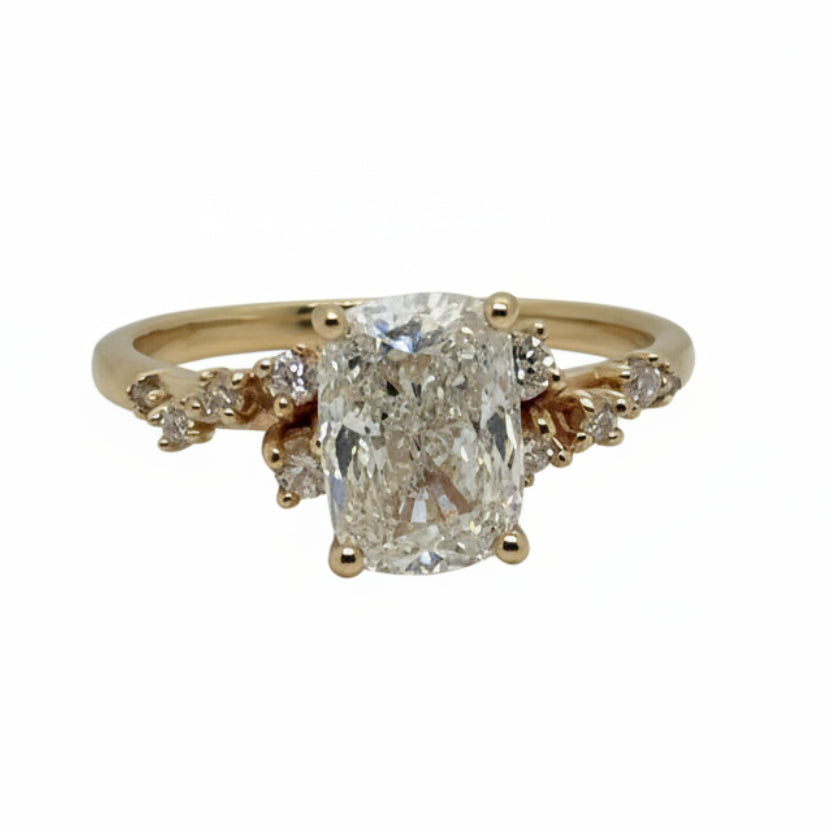 Monroe's "Flowing Nature" Elongated Cushion Cut Engagement Diamond Ring