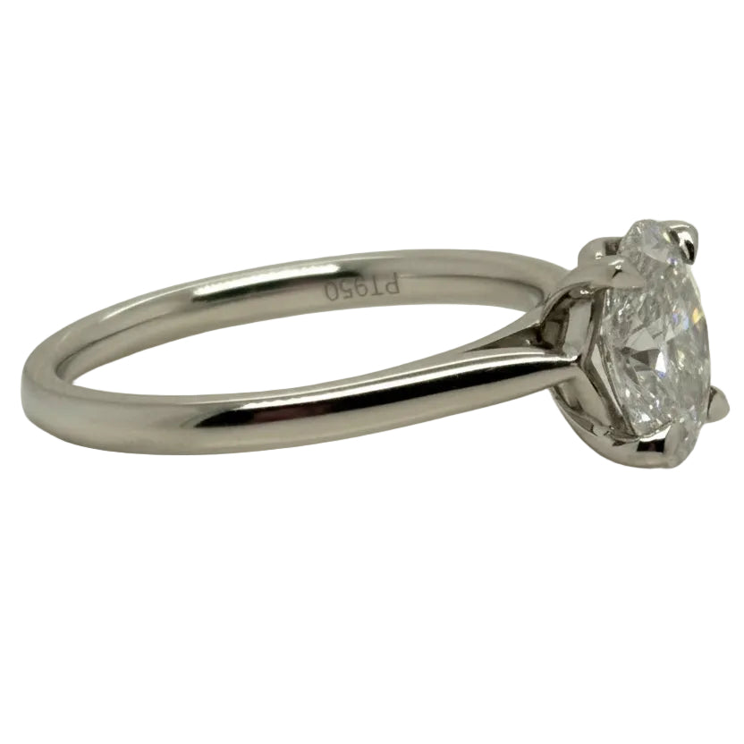 Oval Cut Diamond and Platinum Solitaire Engagement Ring 1.26ct