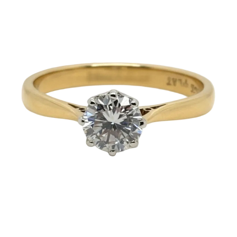 Vintage Round Brilliant Solitaire Diamond Ring in 18ct Yellow Gold