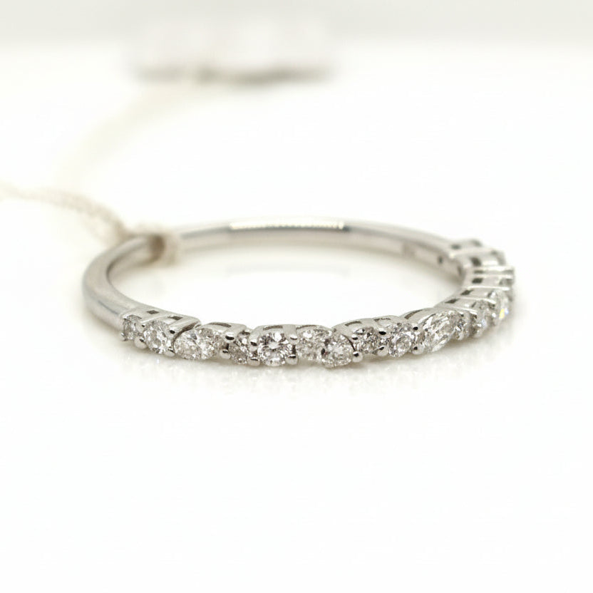 18ct White Gold Marquise Cut and Round Brilliant Cut Diamond Half Eternity Ring