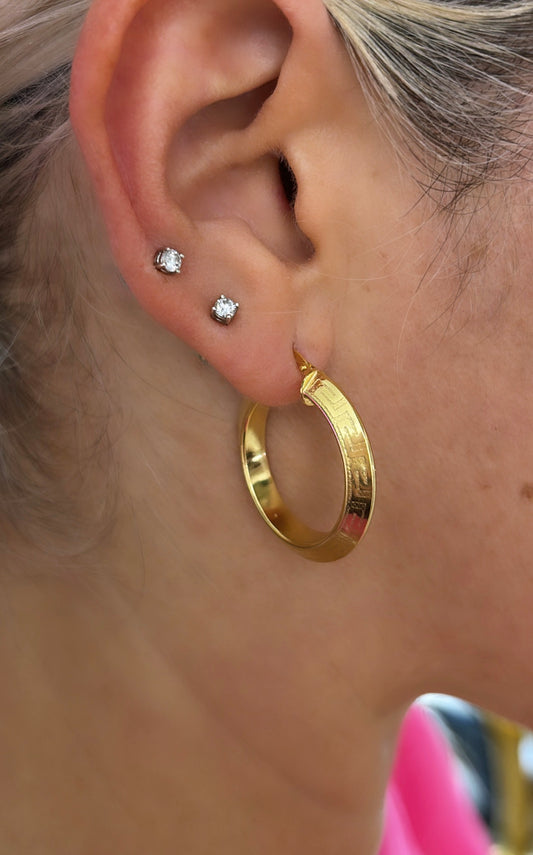 18ct Yellow Gold Plated Sterling Silver Greek Style Hoop Earrings
