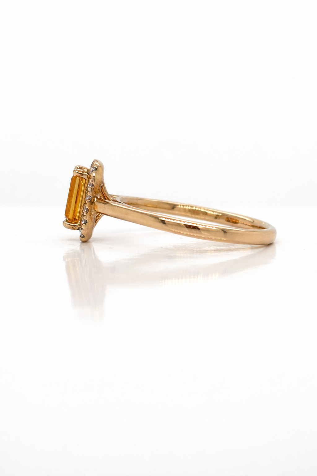 Citrine and Diamond Halo, 9ct Yellow Gold Ring