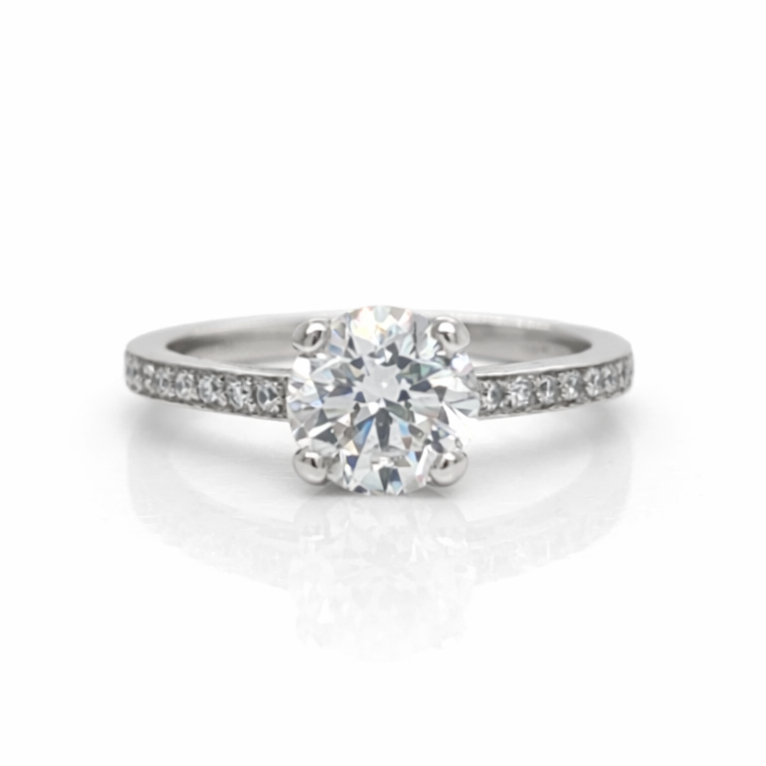 BOODLES Platinum Solitaire Pave Set Diamond Ring