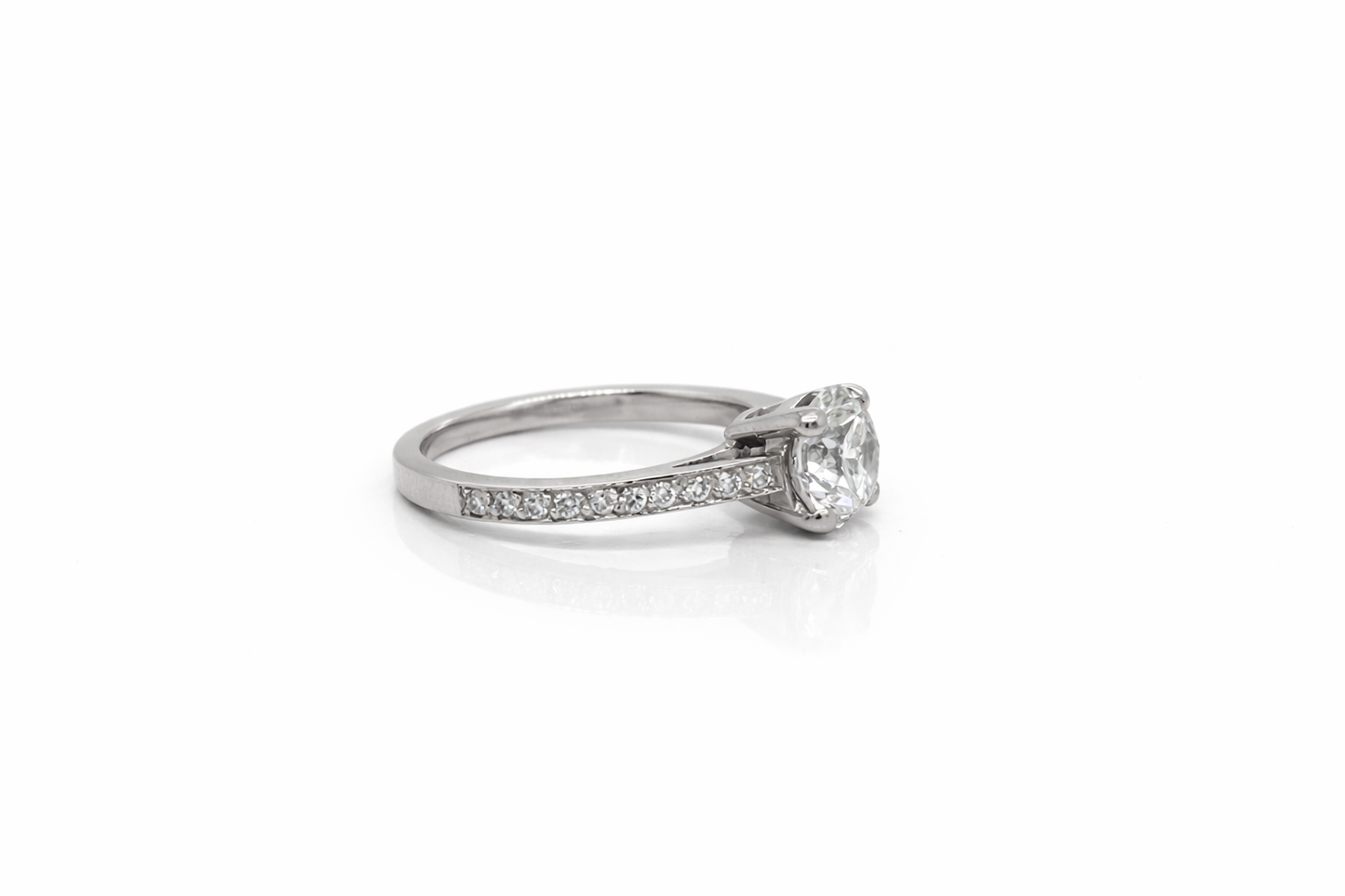 BOODLES Platinum Solitaire Pave Set Diamond Ring