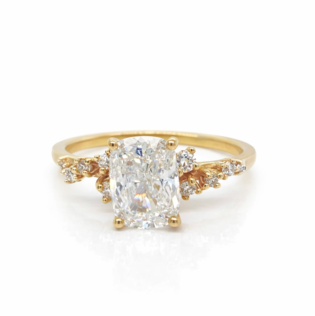 Monroe's "Star gazing" Elongated Cushion Cut Engagement Diamond Ring