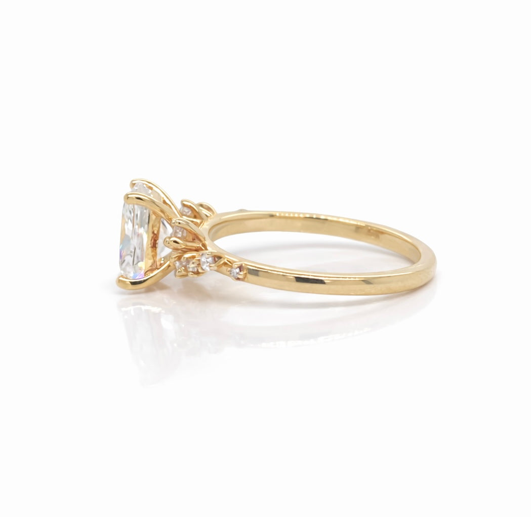 Monroe's "Star gazing" Elongated Cushion Cut Engagement Diamond Ring