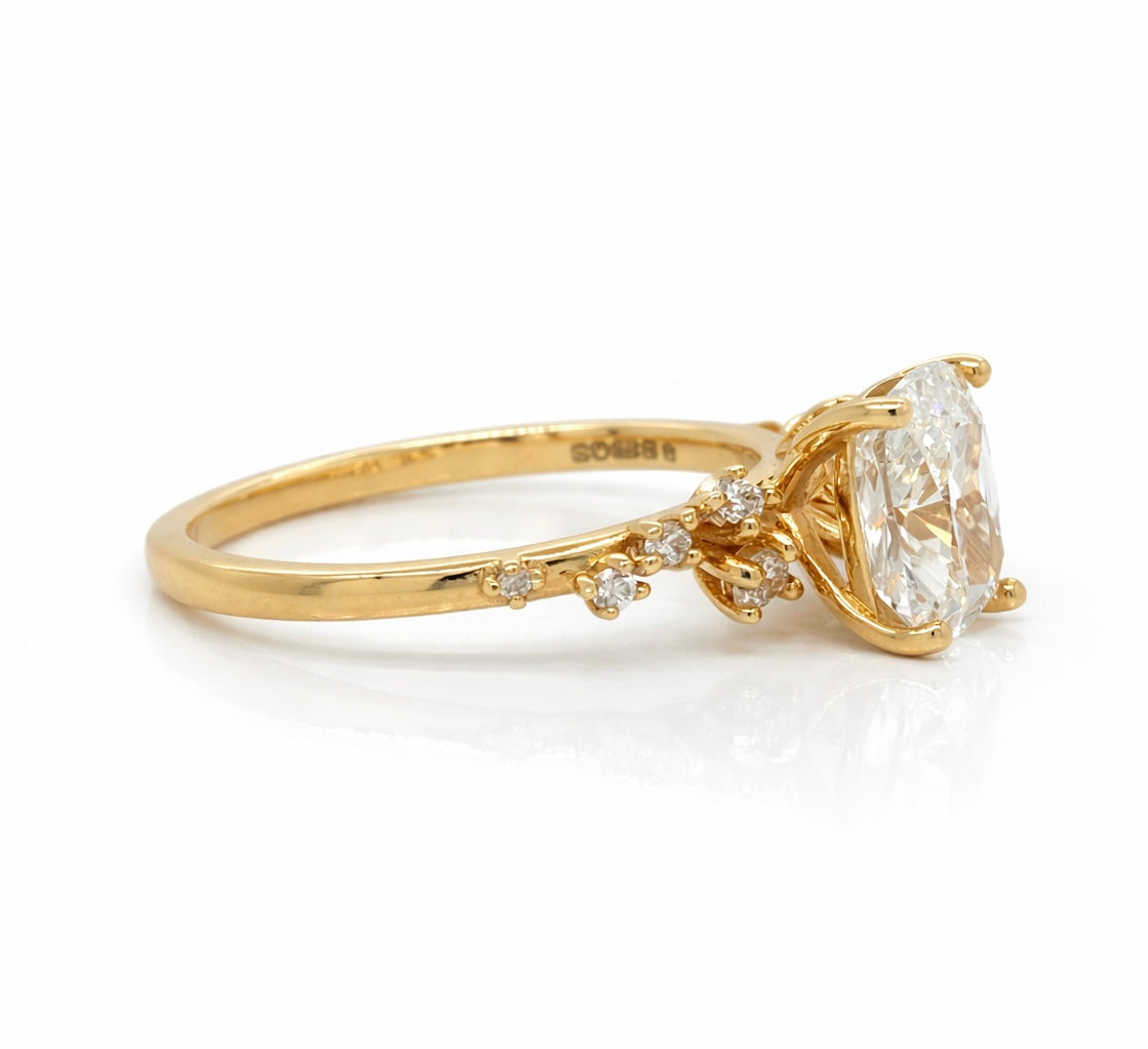 Monroe's "Star gazing" Elongated Cushion Cut Engagement Diamond Ring