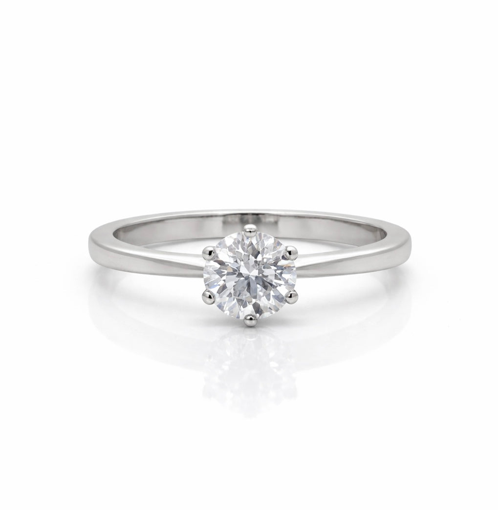 Platinum Solitaire Round brilliant cut Diamond Ring