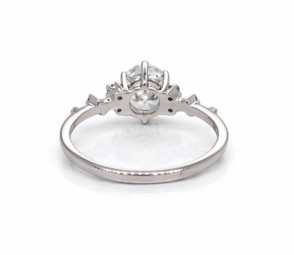 'Flowing Nature' Round Brilliant Cut Diamond White Gold Engagement Ring