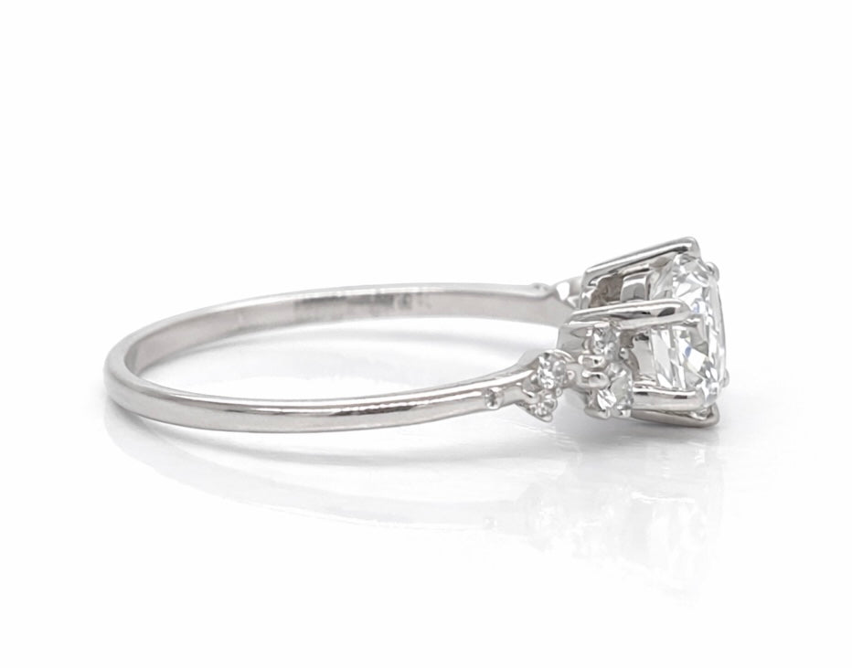 'Flowing Nature' Round Brilliant Cut Diamond White Gold Engagement Ring