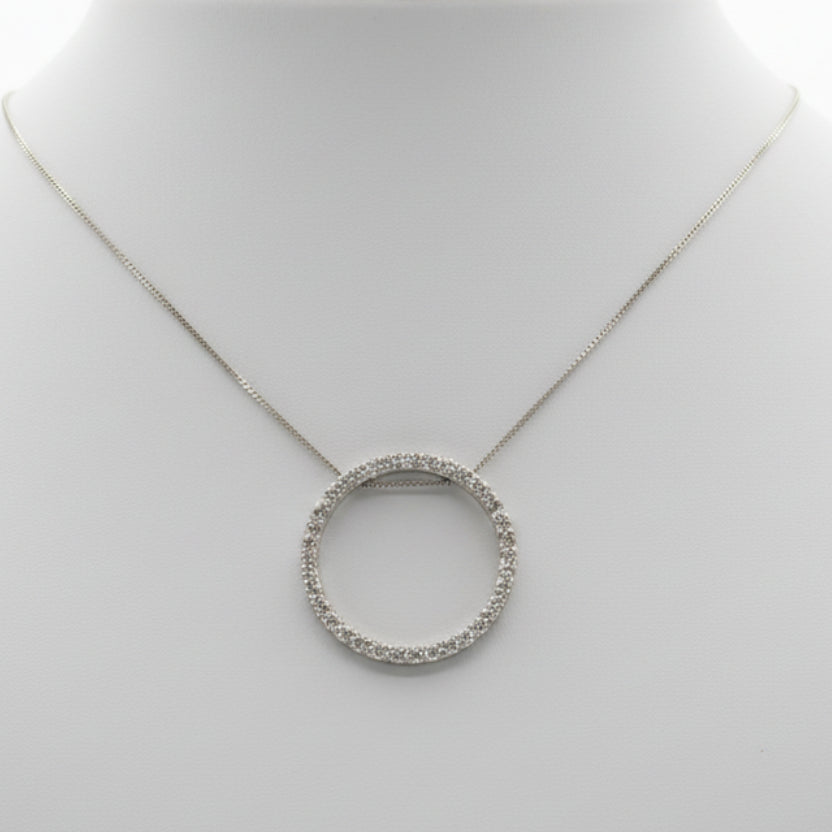 18ct white gold natural diamond polo necklace