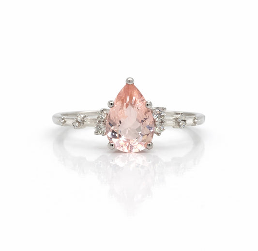 Monroe's "Flowing Nature" Pear Cut Morganite & Diamond Engagement Ring