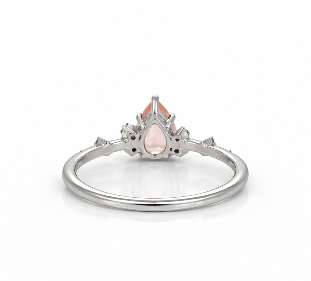 Monroe's "Flowing Nature" Pear Cut Morganite & Diamond Engagement Ring