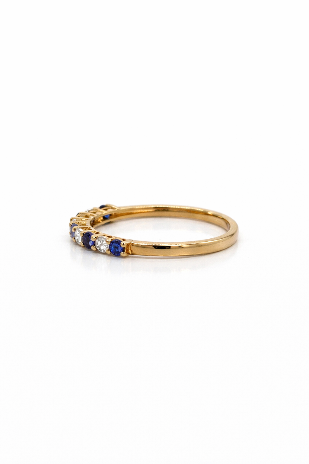 Sapphire and Diamond 7 Stone Yellow Gold Eternity Ring