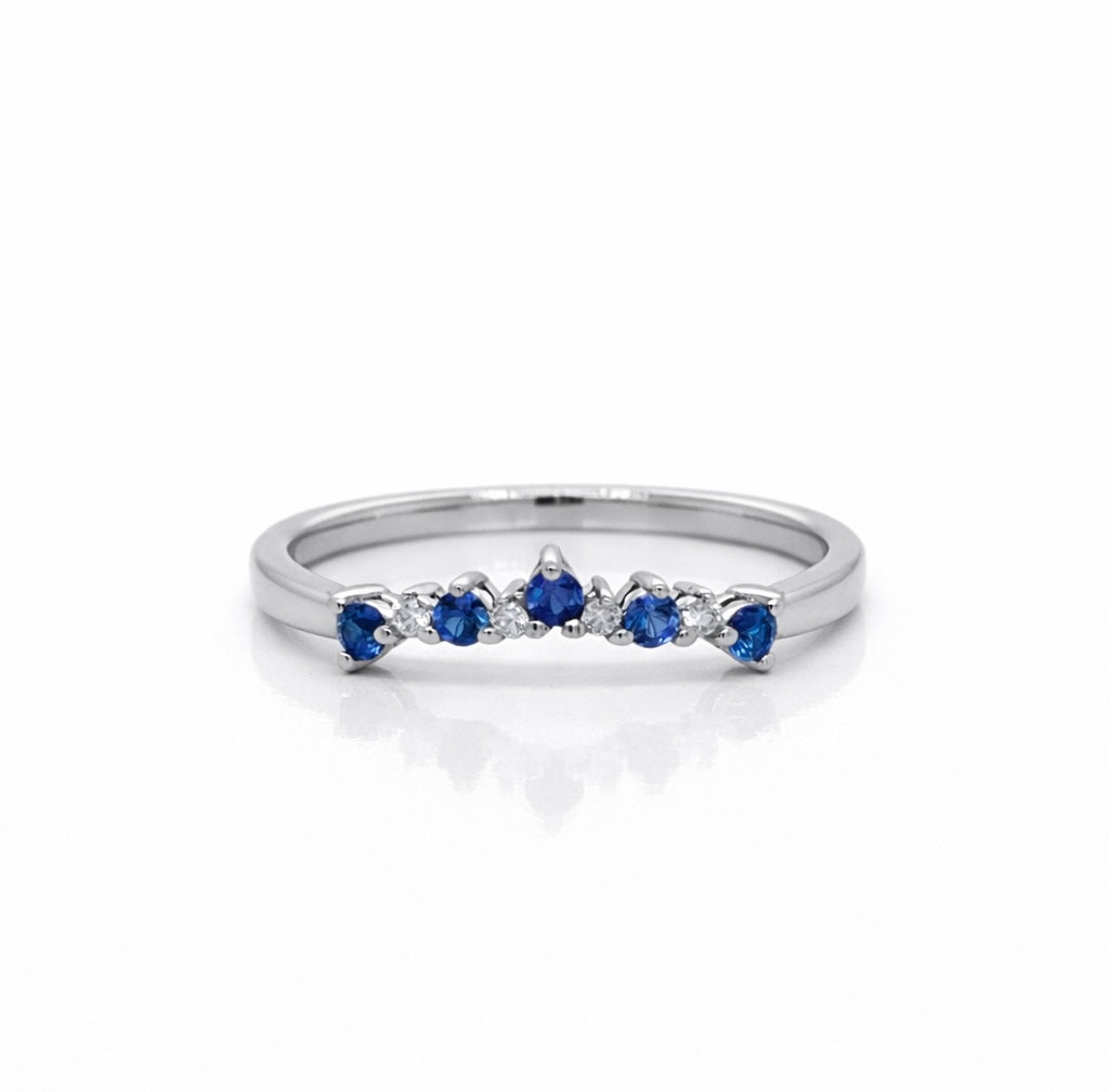 Diamond and Sapphire Shaped Eternity Ring In White Gold