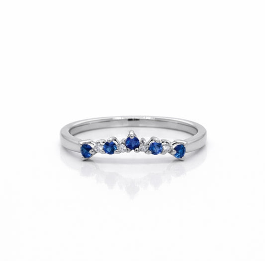Diamond and Sapphire Shaped Eternity Ring In White Gold