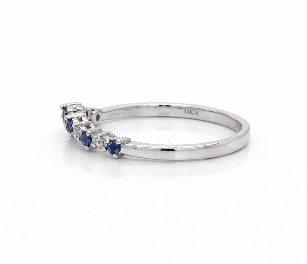 Diamond and Sapphire Shaped Eternity Ring In White Gold