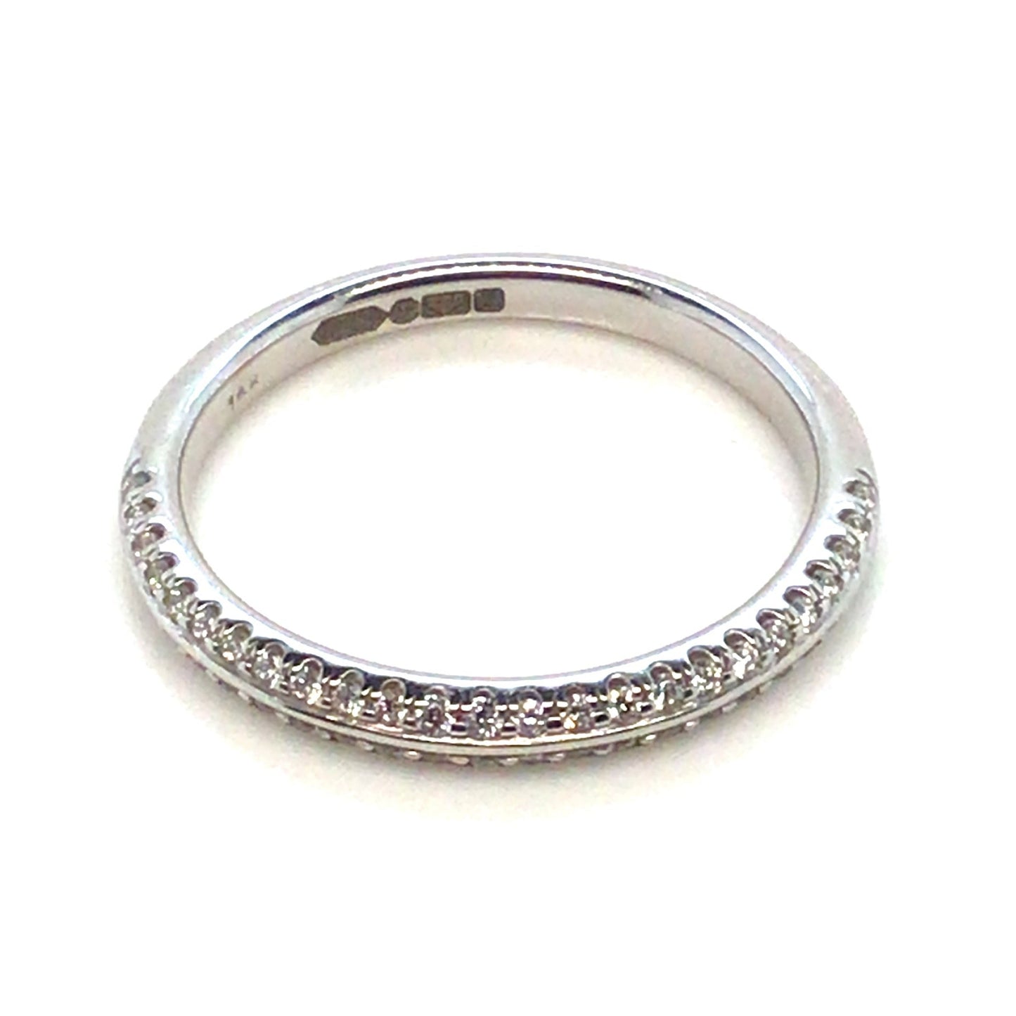 Knife Edge Design Diamond Half Eternity Ring in 14ct White Gold