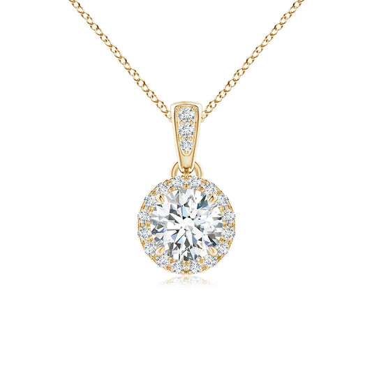 18ct Yellow Gold Round Brilliant Diamond Halo Pendant
