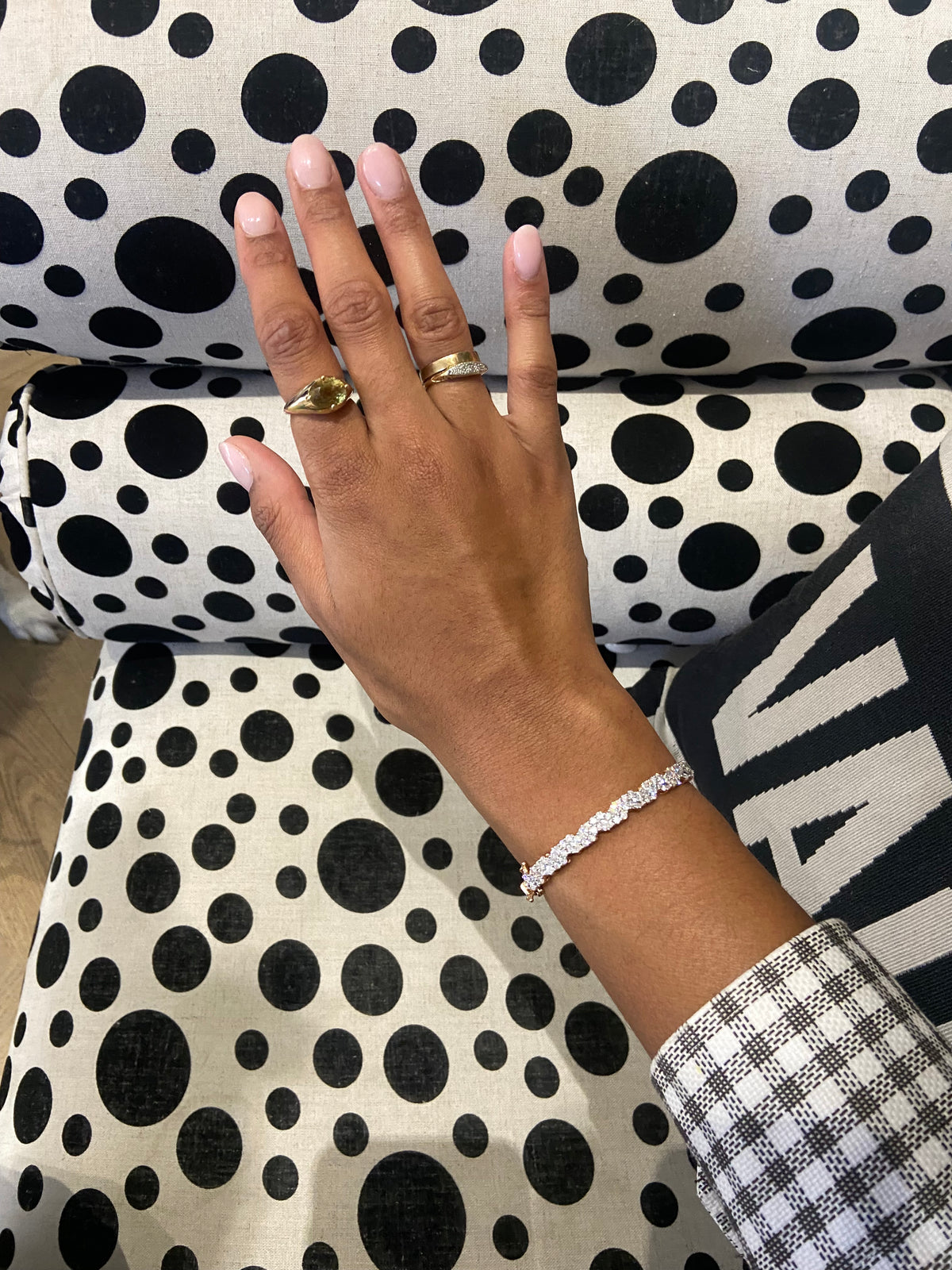 Pear Cut and Round Brilliant Cut Detailed Diamond Bangle In 18ct Rose Gold