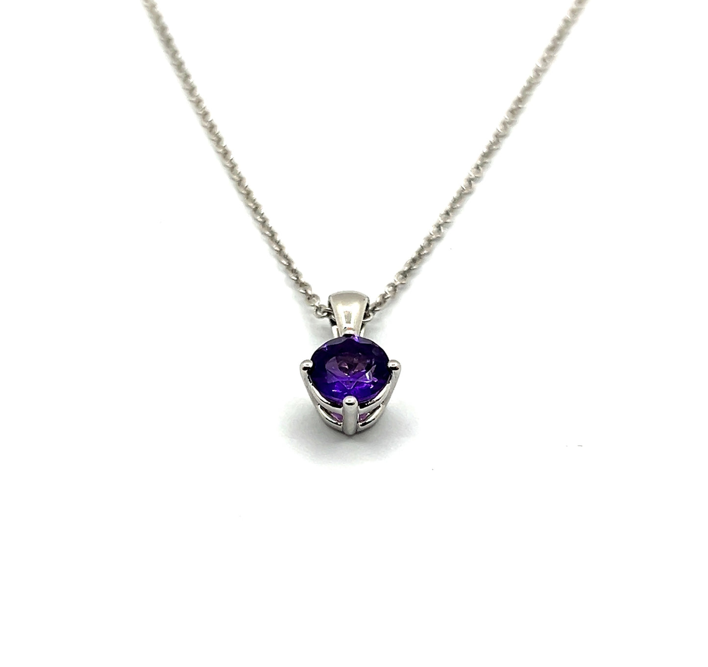 Fine Amethyst 0.73ct Round Brilliant Necklace in 18ct White Gold