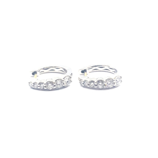 18ct White Gold Diamond Graduated Huggie Earrings