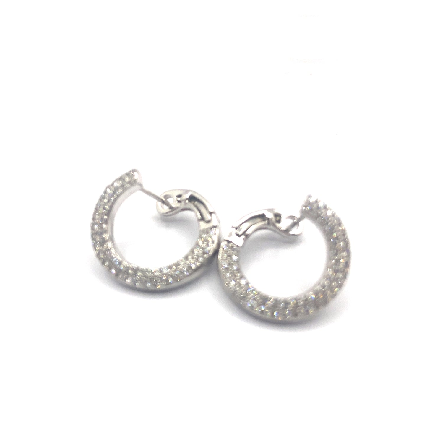 18ct White Gold Diamond C Shaped Hoops