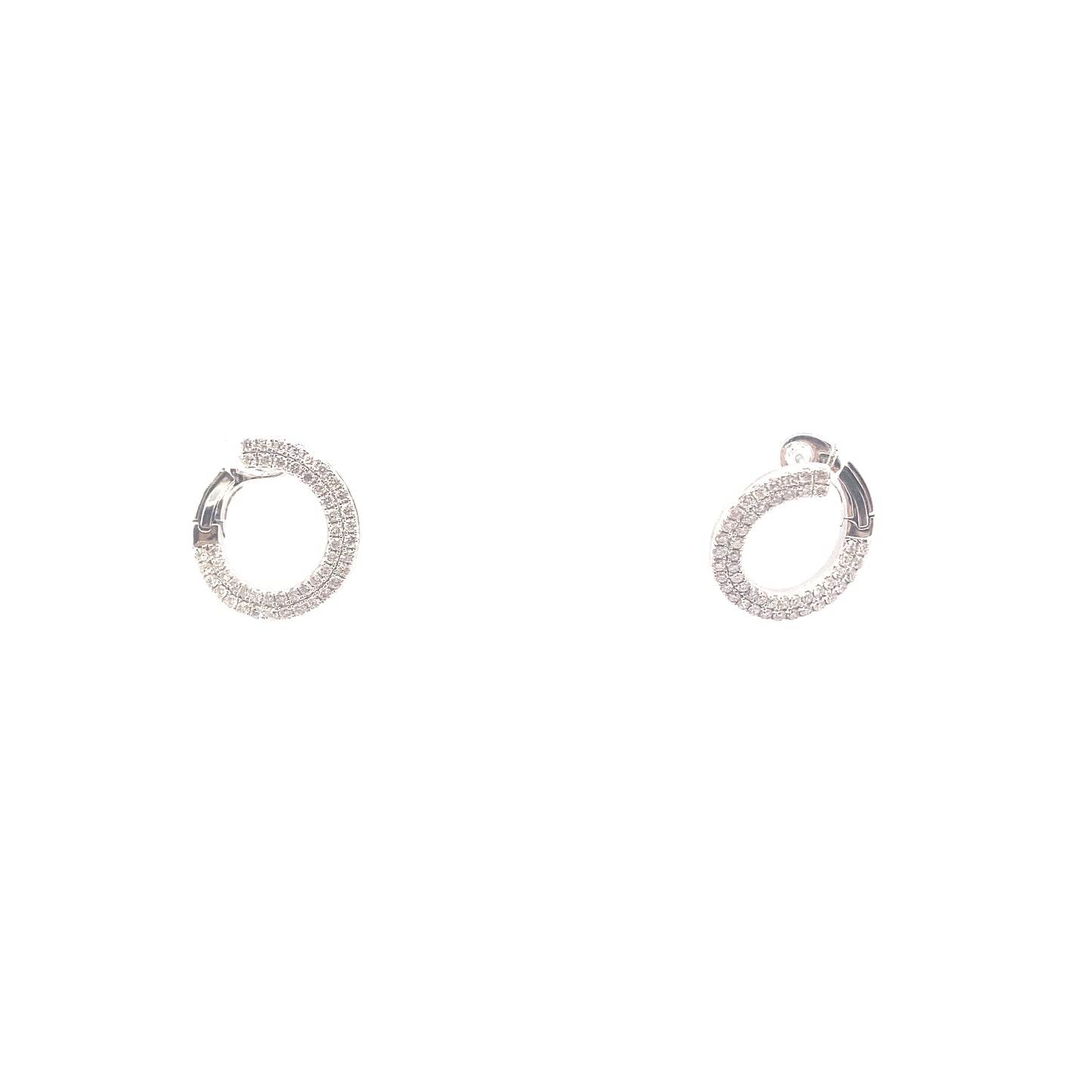 18ct White Gold Diamond C Shaped Hoops