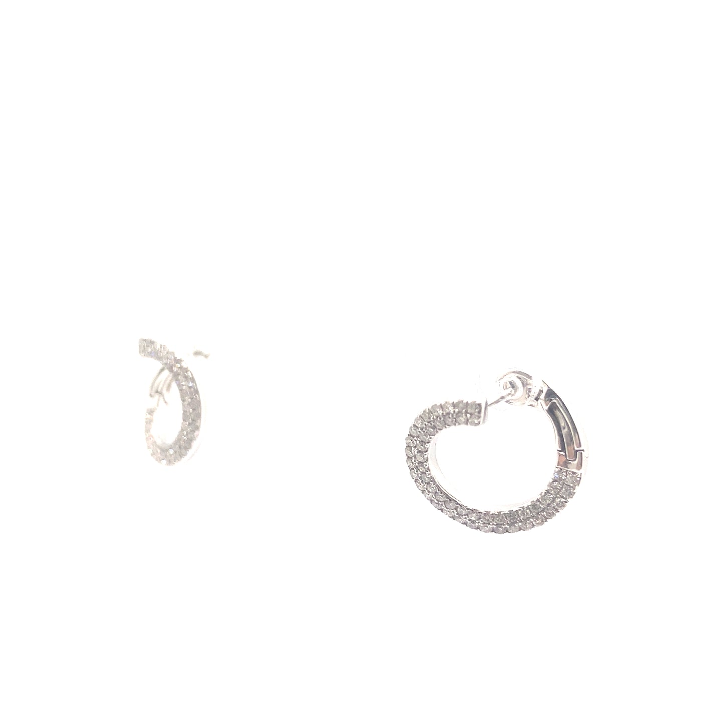 18ct White Gold Diamond C Shaped Hoops