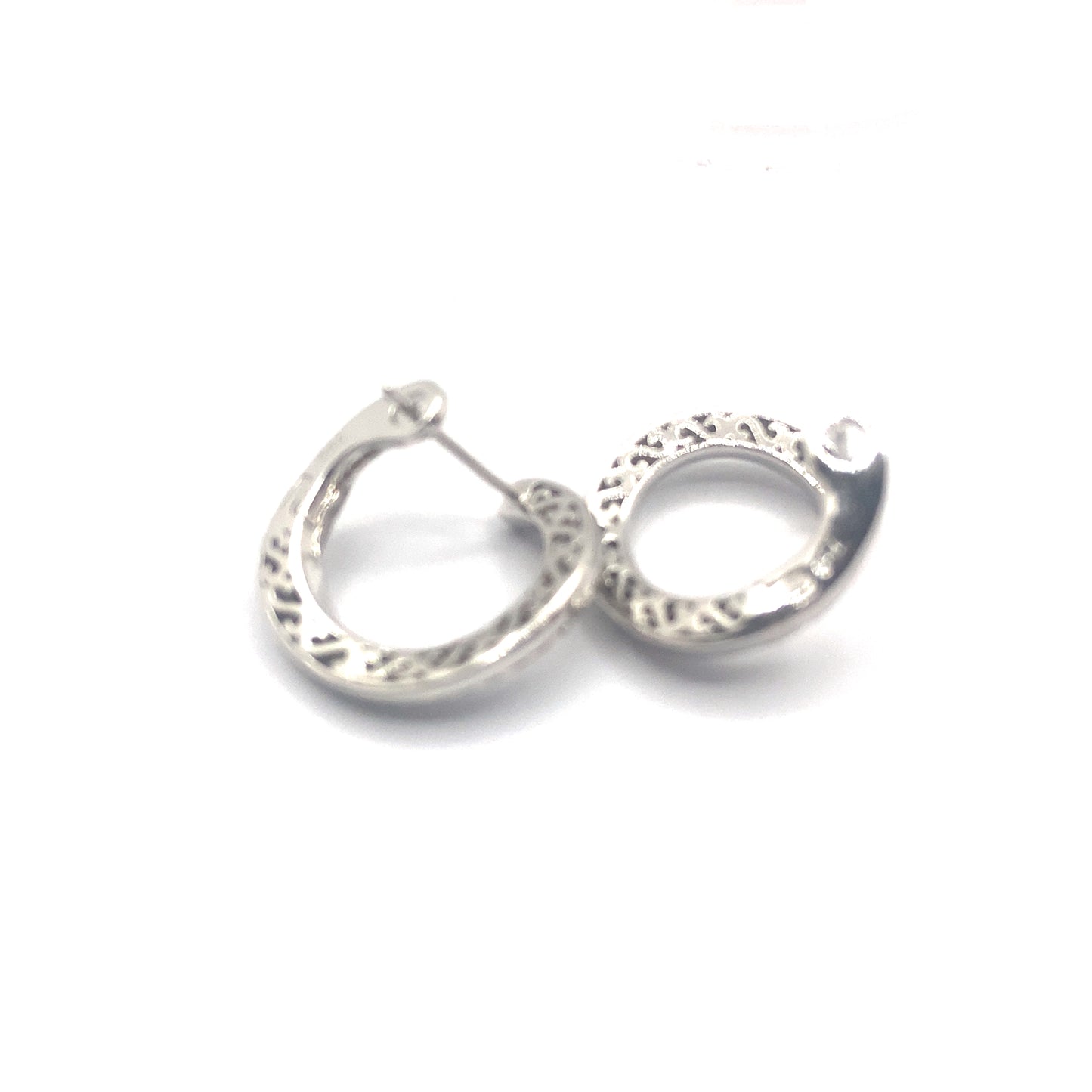 18ct White Gold Diamond C Shaped Hoops