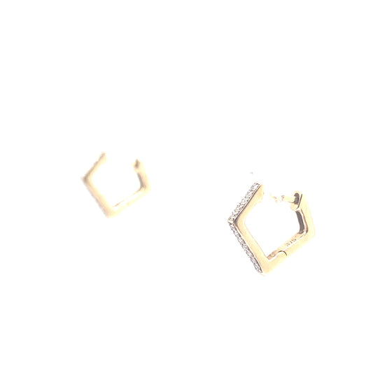9ct Yellow Gold V Shaped Huggie Earrings 0.12ct