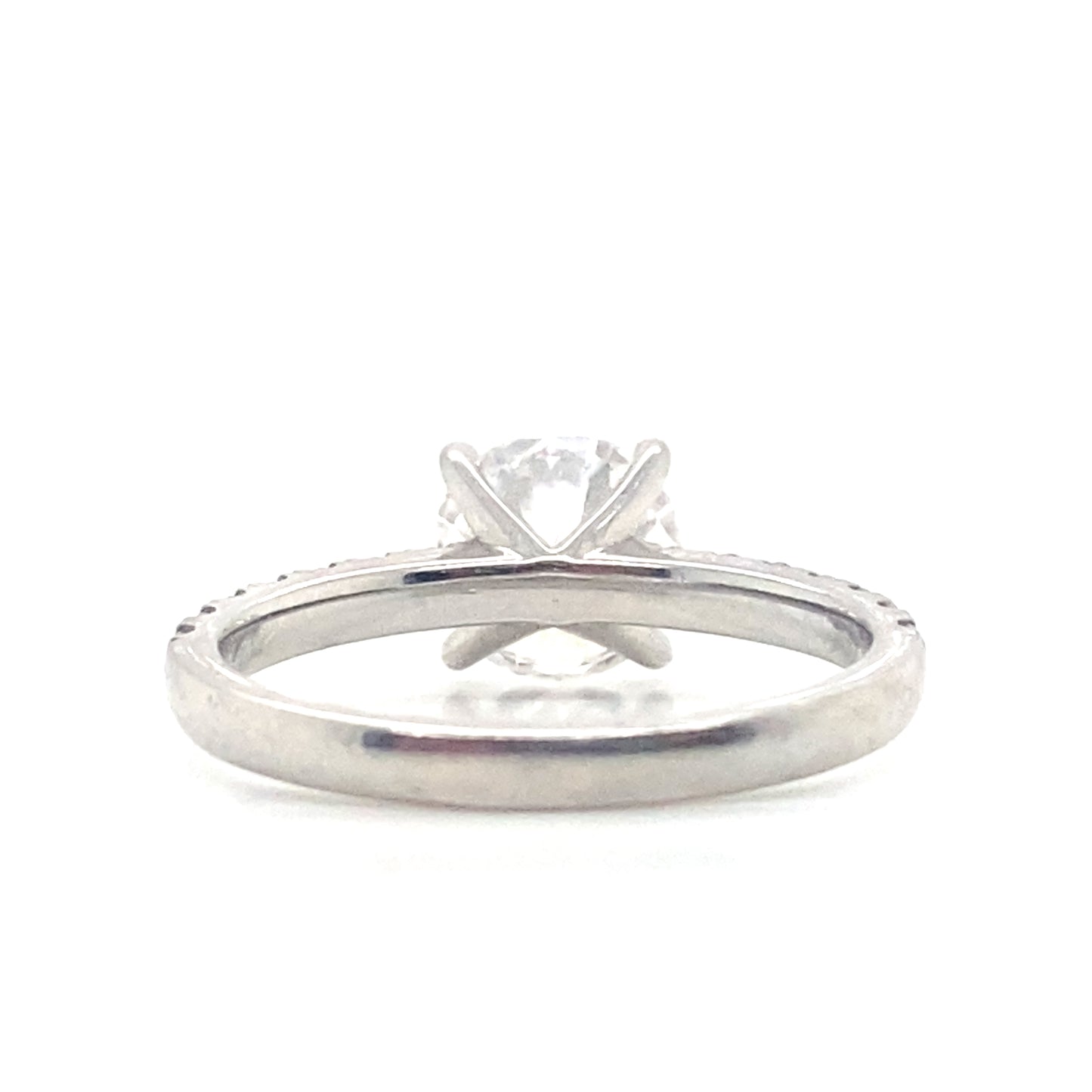 Platinum Lab Grown Round Brilliant Cut 2ct Solitaire Diamond Ring with Diamond Set Shoulders