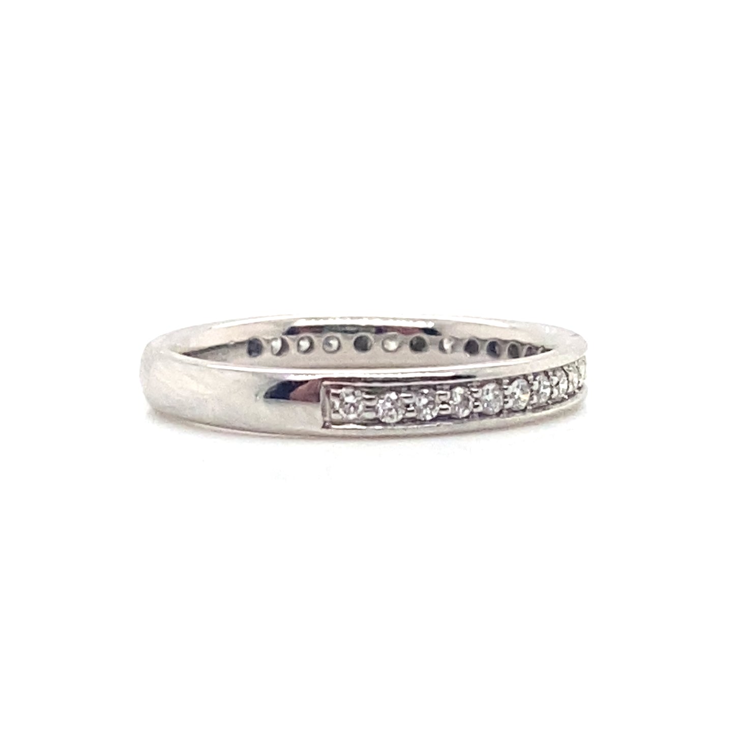 18ct White Gold Half ET Diamond Channel Grain Set Ring