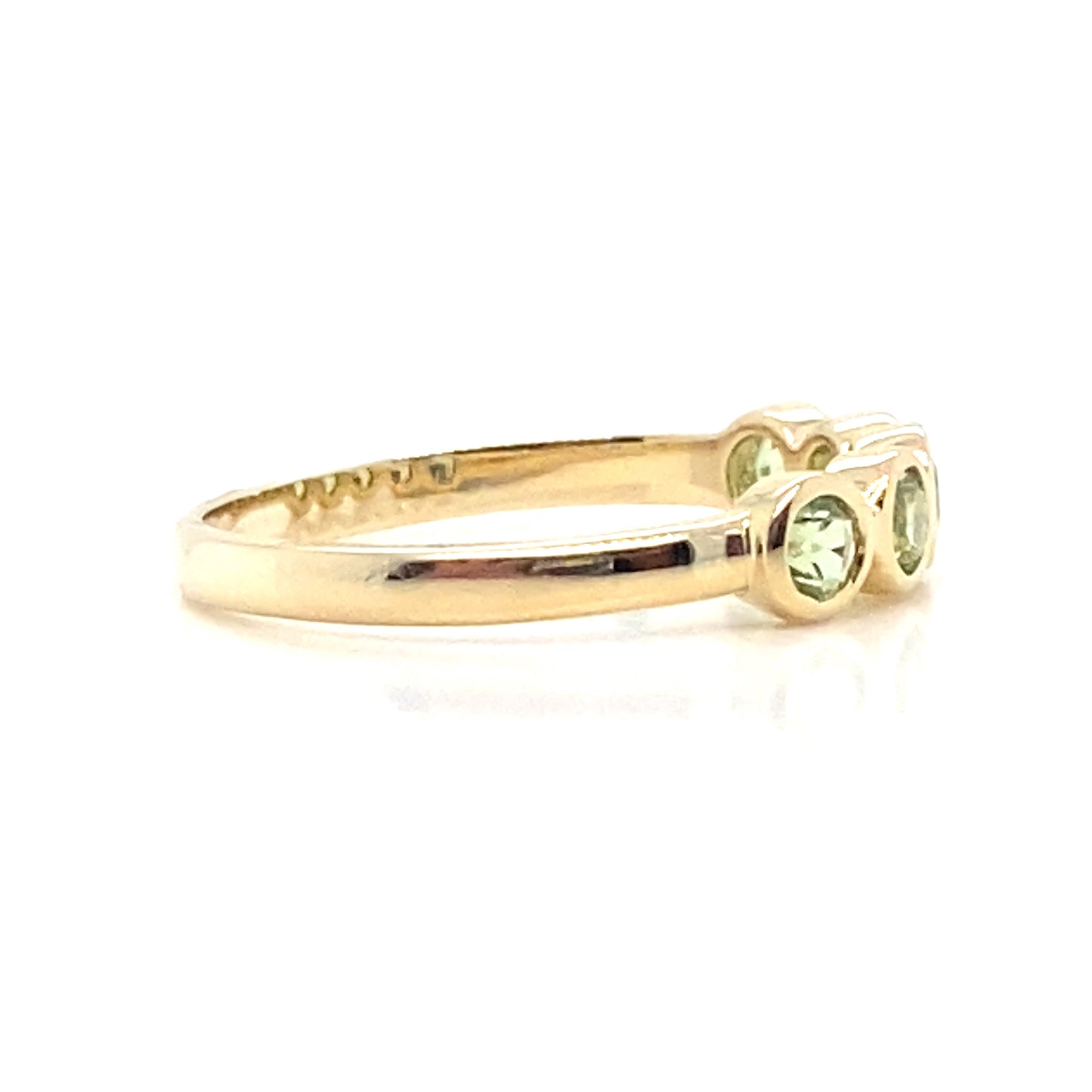 9ct Yellow Gold Round Cut Peridot 5 stone Ring