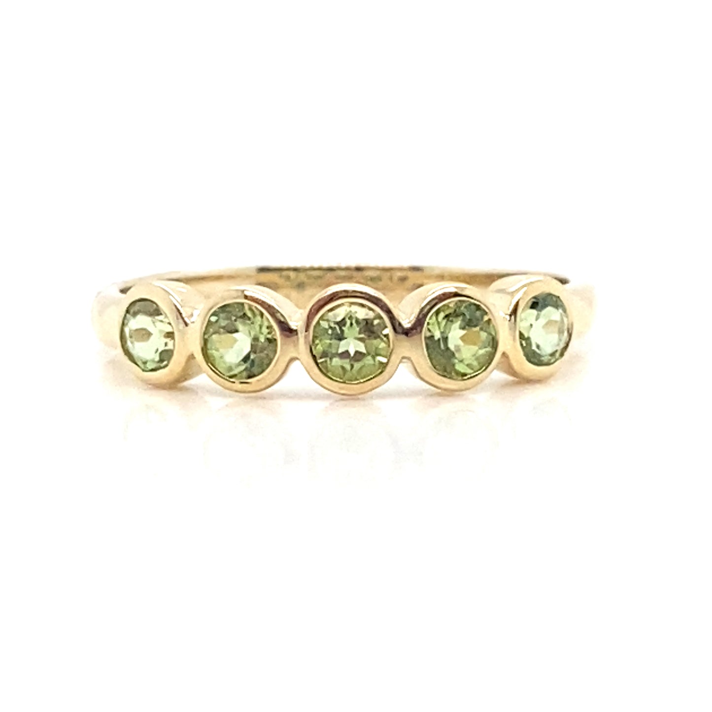 9ct Yellow Gold Round Cut Peridot 5 stone Ring