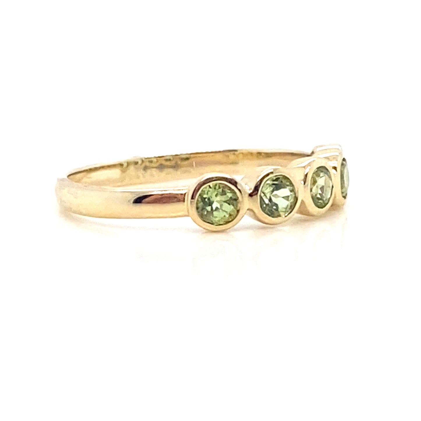 9ct Yellow Gold Round Cut Peridot 5 stone Ring