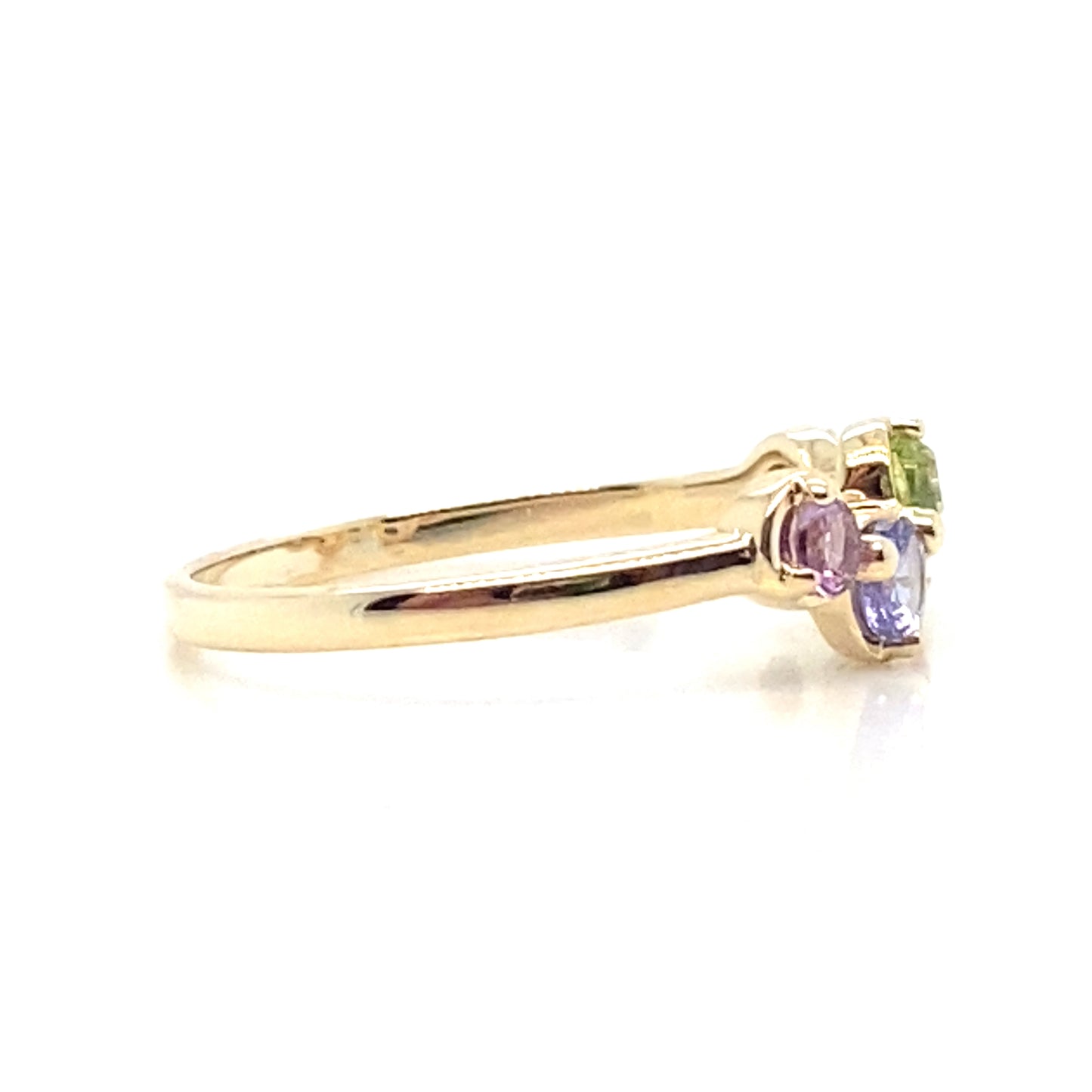 5 Stone Multicoloured Semi Precious Stone Yellow Gold Ring