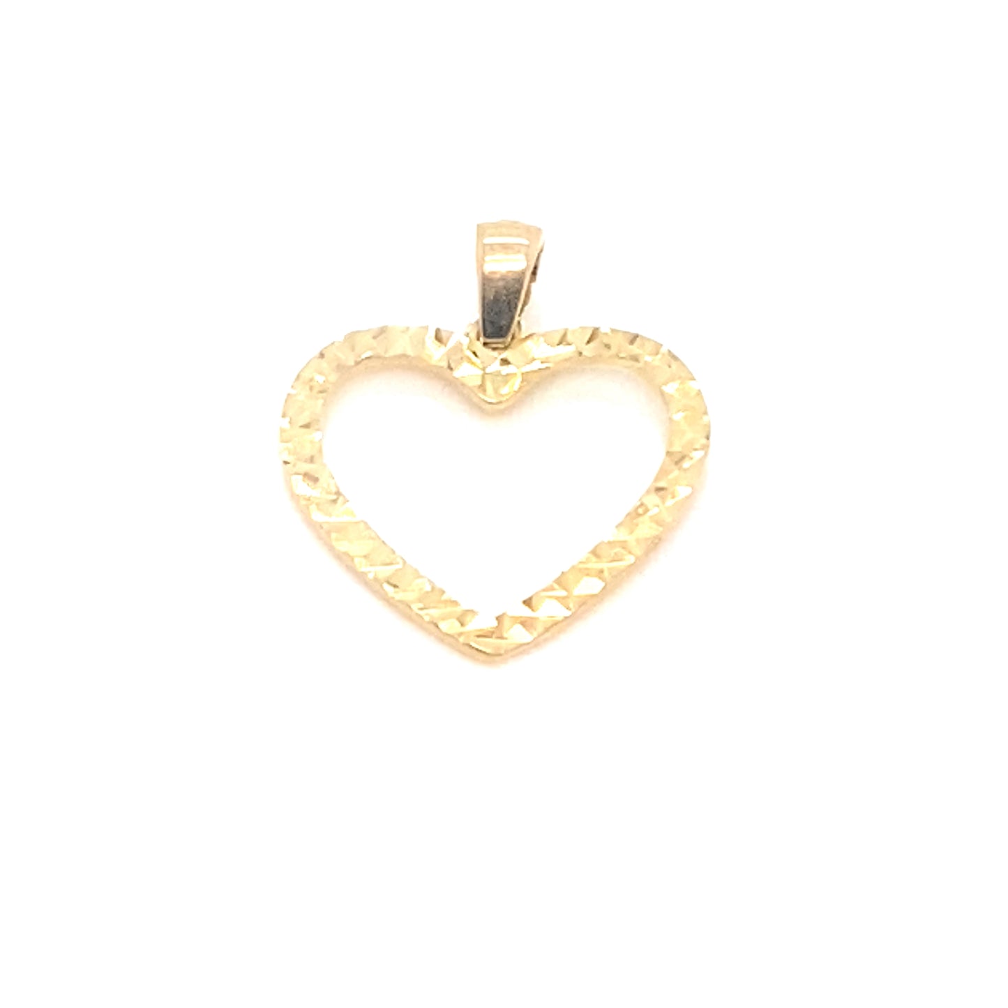 Yellow Gold Diamond Cut Textured Heart Pendant