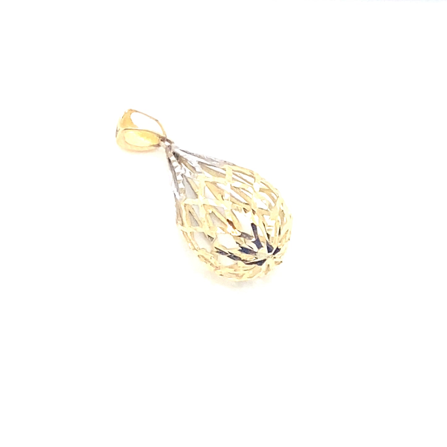 9ct Yellow and White Gold Textured Drop Pendant