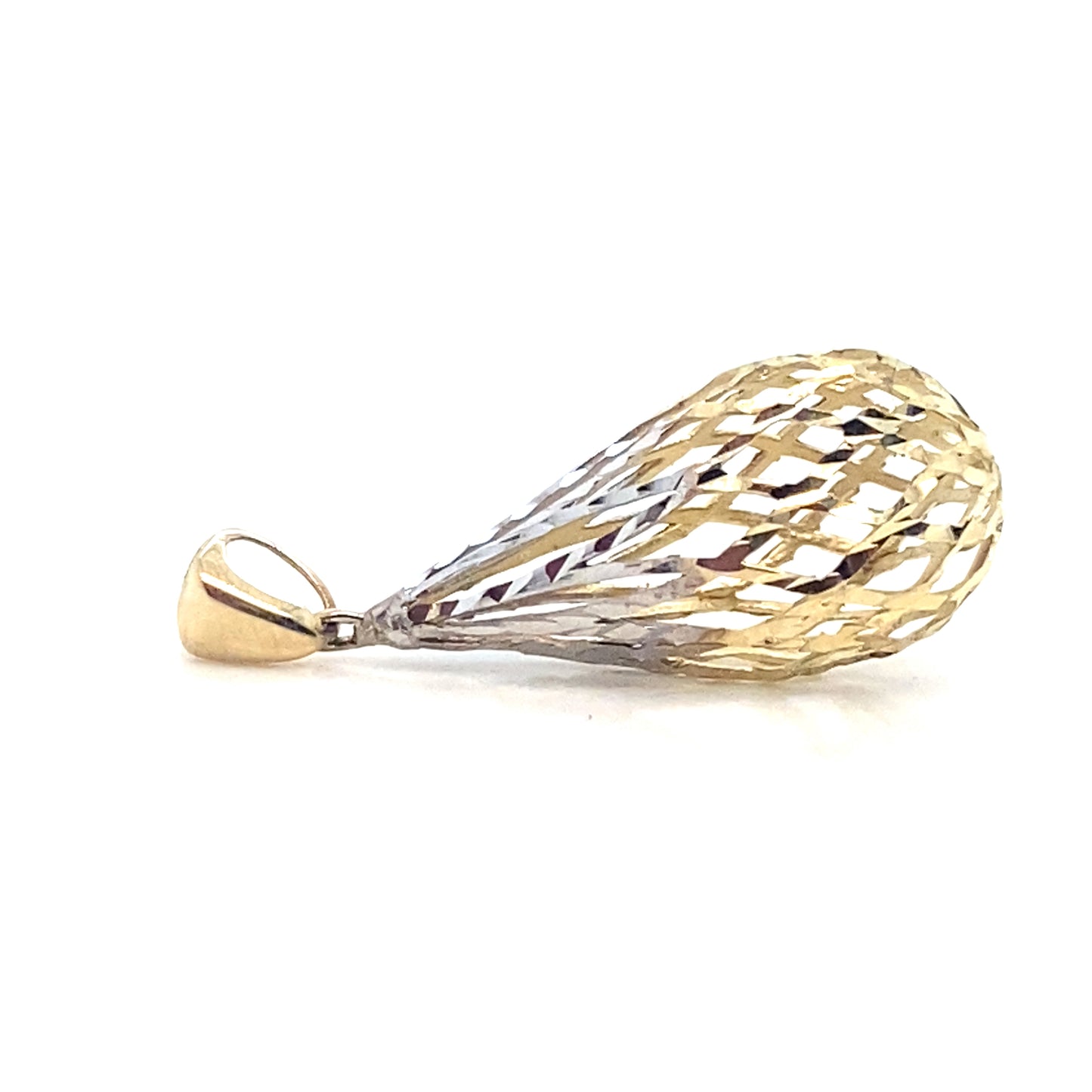 9ct Yellow and White Gold Textured Drop Pendant